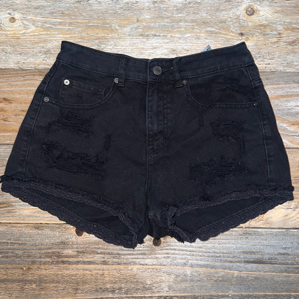 Garage Festival Style Black Denim Shorts